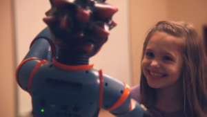 Celia working with Milo